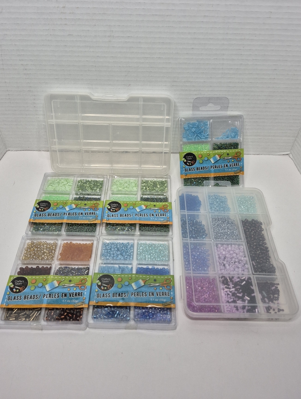 Seed Bead Large Lot Blues Greens Purples Browns Assorted New and NOB